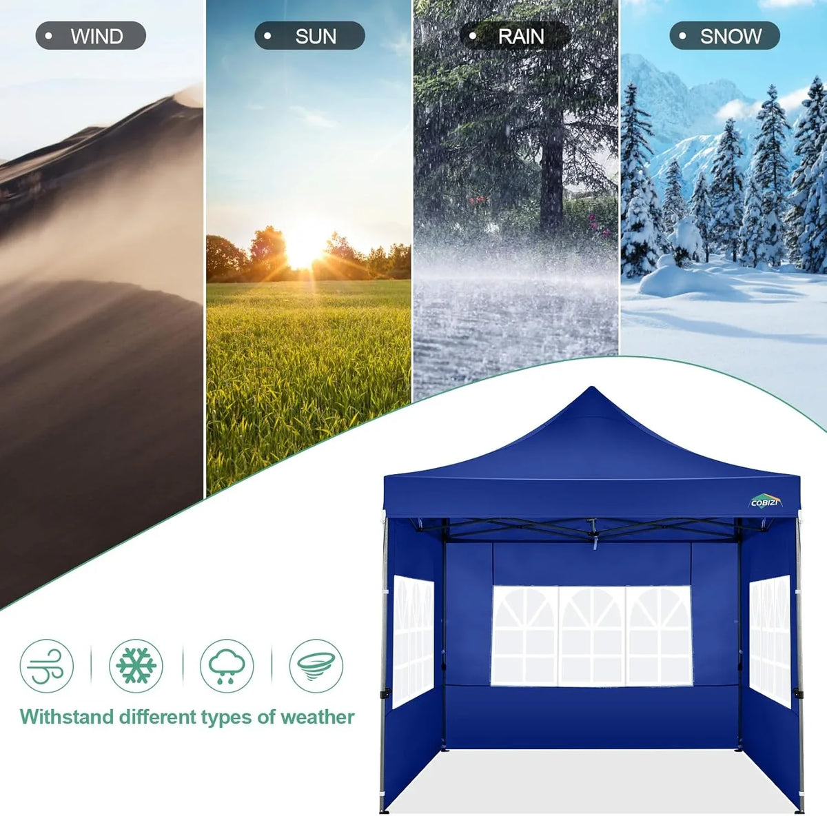 COBIZI 10x20 Heavy Duty Pop up Canopy Tent with 6 sidewalls Easy Up Commercial Outdoor Canopy Wedding Party Tents for Parties All Season Wind & Waterproof Gazebo with Roller Bag,Black(Frame Thickened) - image 145