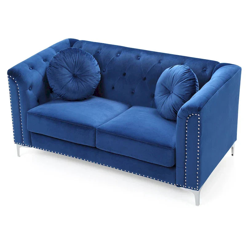 Velvet Button-Tufted Pompano Loveseat - image 15