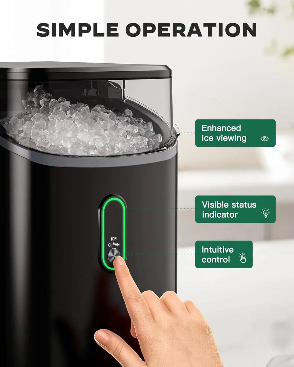 Silonn Nugget Ice Maker Countertop, Pebble Ice Maker with Soft Chewable Ice, One-Click Operation Ice Machine with Self-Cleaning, 33lbs/24H for Home,Kitchen,Office - image 4