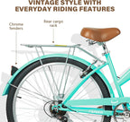 WEIZE Beach Cruiser Bike, 26 inch Commuter Bicycle for Adult Men and Women, 7-Speed/High-Carbon Steel/Front & Rear Fenders, Comfortable City Bikes with Rear Rack or Basket, Ergonomic Upright Design - image 21