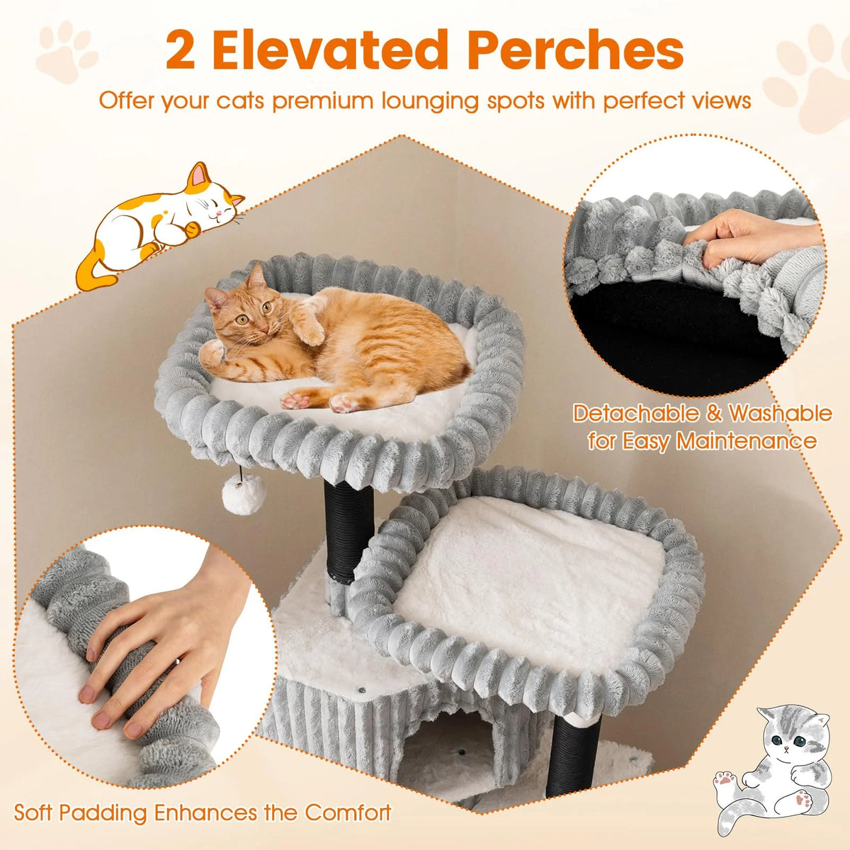 Tangkula 62 Inch Tall Cat Tower with Scratching Posts - image 5