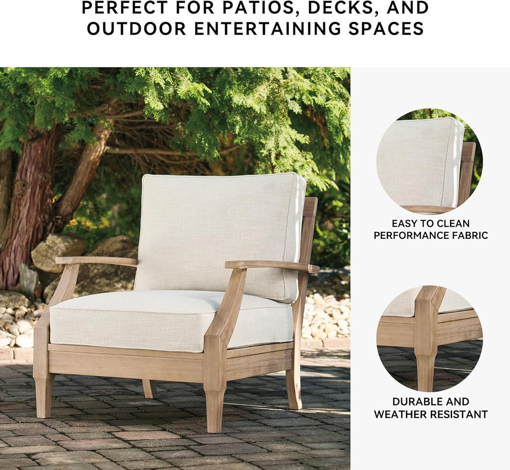 Signature Design by Ashley Clare View Coastal Outdoor Patio Eucalyptus Sofa with Cushions, Beige - image 31
