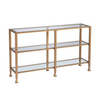 Jensen Gold Metal Console Table with Glass Shelves by SEI Furniture - Narrow Design - image 4