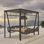 Skyline Design Horizon Pergola with Lamp, Hanging Chairs & Teak Table - image 2