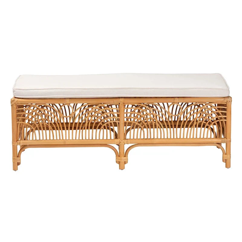Bali & Pari Materra Contemporary Bohemian Natural Brown Rattan Bench - image 3