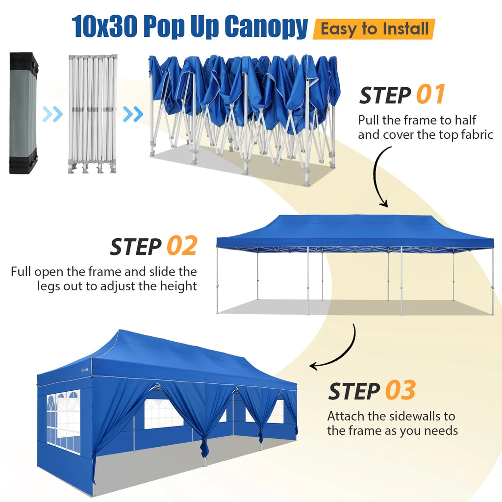 Hoteel 10x15 Heavy Duty Canopy Tent with 4 Sidewalls,Pop up Canopy for Parties Wedding,Commercial Easy up Gazebo with Roller Bag,UV 50+ &,Black - image 47