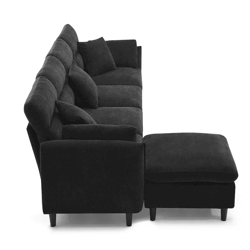 110-Inch L-Shaped 5-Seater Sectional Sofa with Removable Ottoman, Cloud Chenille Fabric, and 5 Cushions - image 35