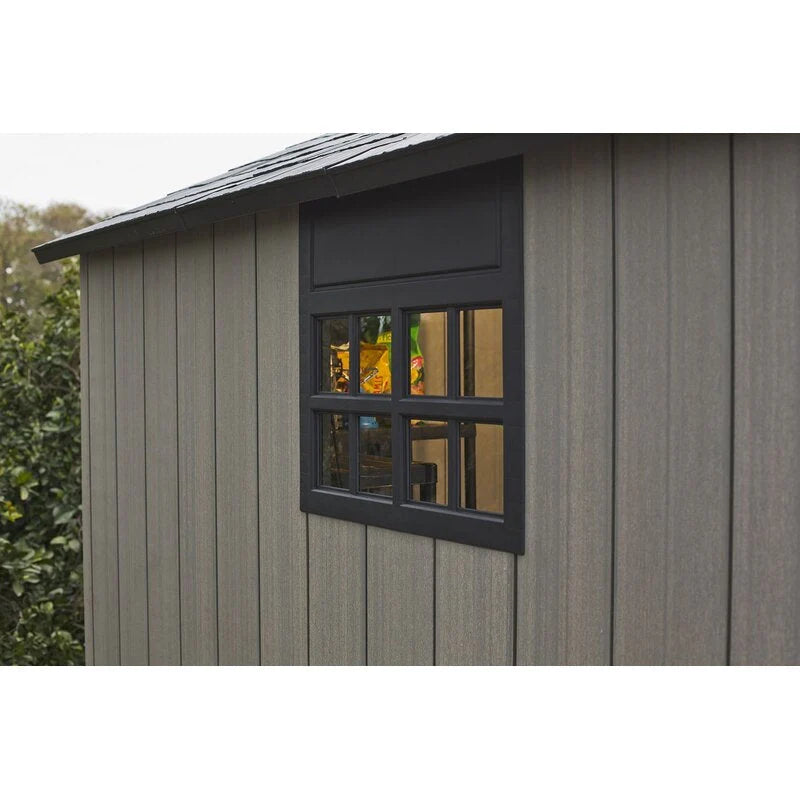 Oakland 7 x 7 FT Rustic Worn Wooden Texture Storage Shed with High Ceiling And Victorian Window - image 3