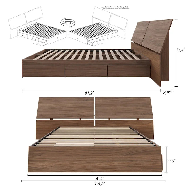 Walnut Nexera Storage Bed with Integrated Headboard - image 8