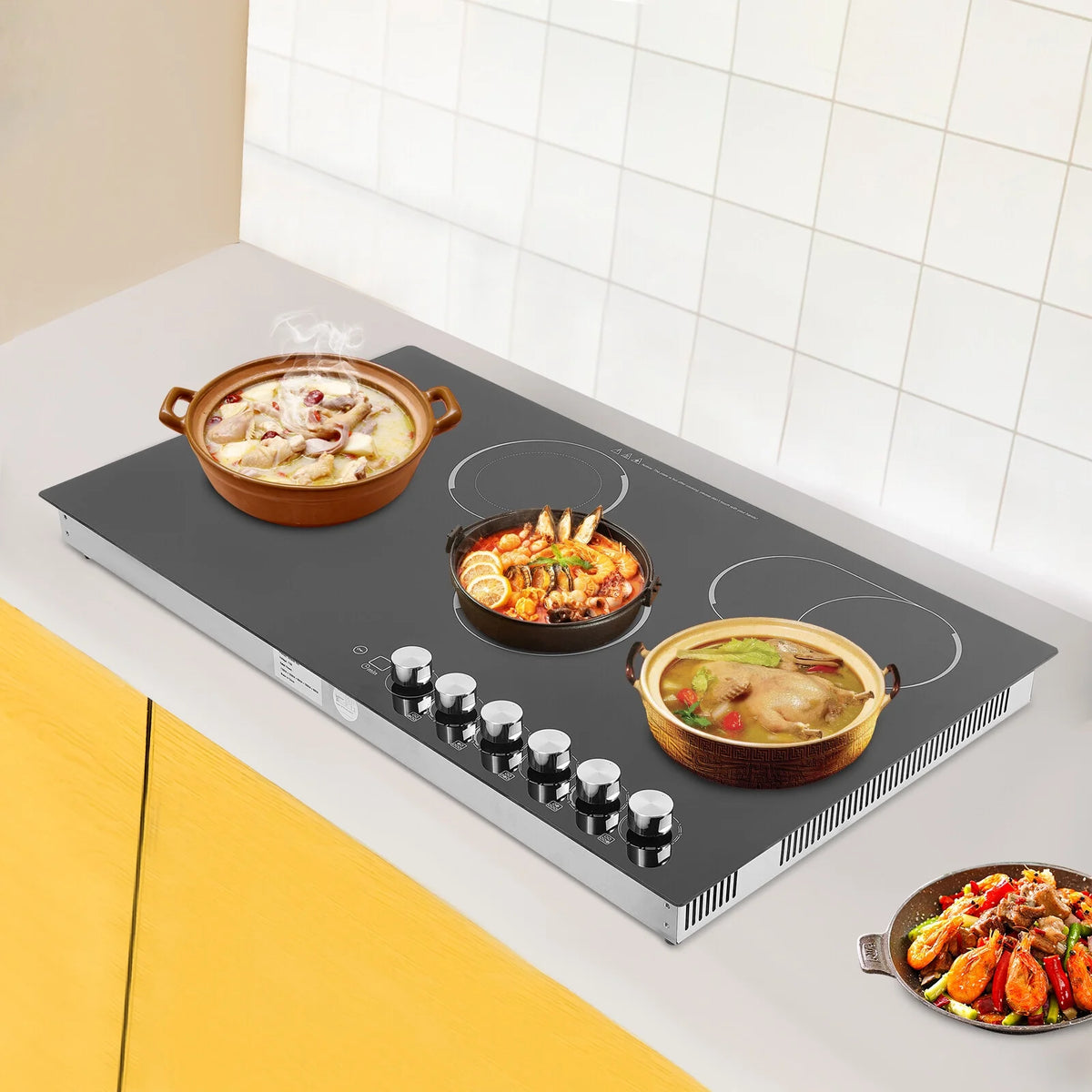 110V Modern Black Electric Cooktop Electric Stovetop 5 Burners Electric Cooktop for Homes, Restaurants - image 7