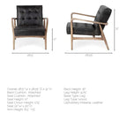 Phineas Black Genuine Leather Accent Chair with Brown Solid Wood Frame - image 11