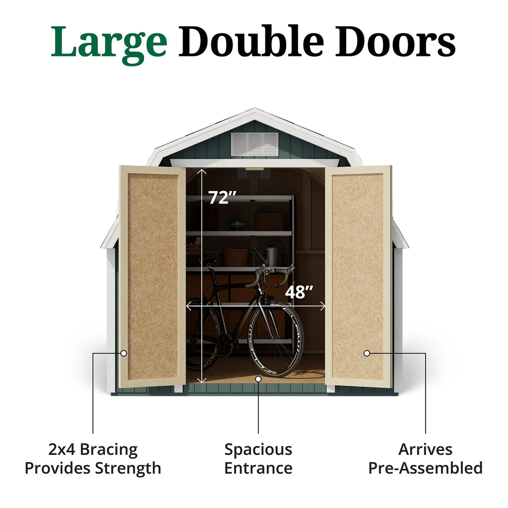 Little Cottage Co. 8x8 Classic Gambrel Barn with 4 ft. Sidewalls, Outdoor Wood Storage Shed Do-It-Yourself Precut Kit - image 4