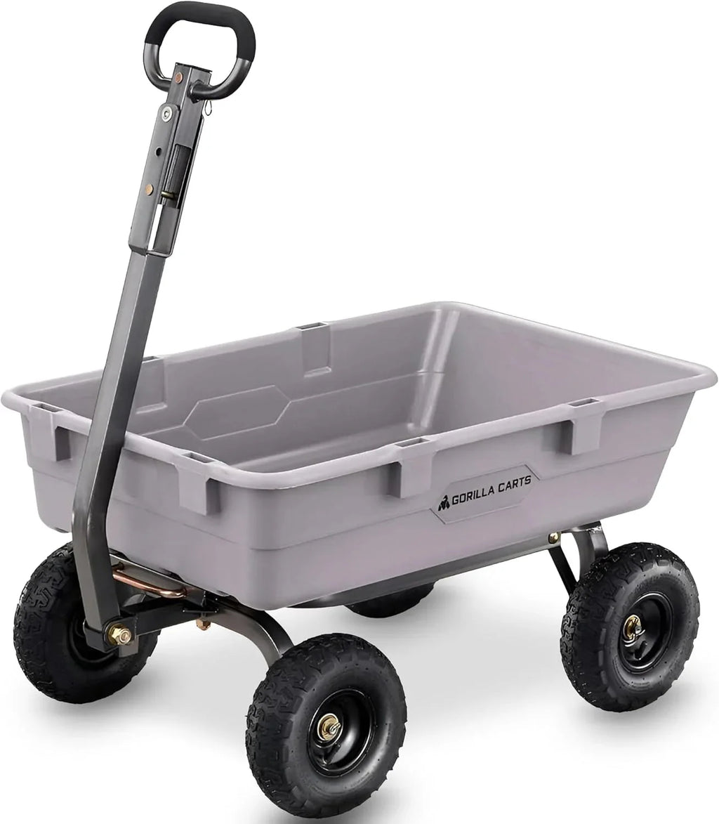 Heavy Duty Poly Utility Dump Wagon Garden Cart w/Pneumatic Tires, 6 Cu Ft - 1200 lb Capacity Outdoor Wheelbarrow for Yard, Landscaping & Gardening, Lawn Tractor or ATV Towable-Gorilla Carts - image 33