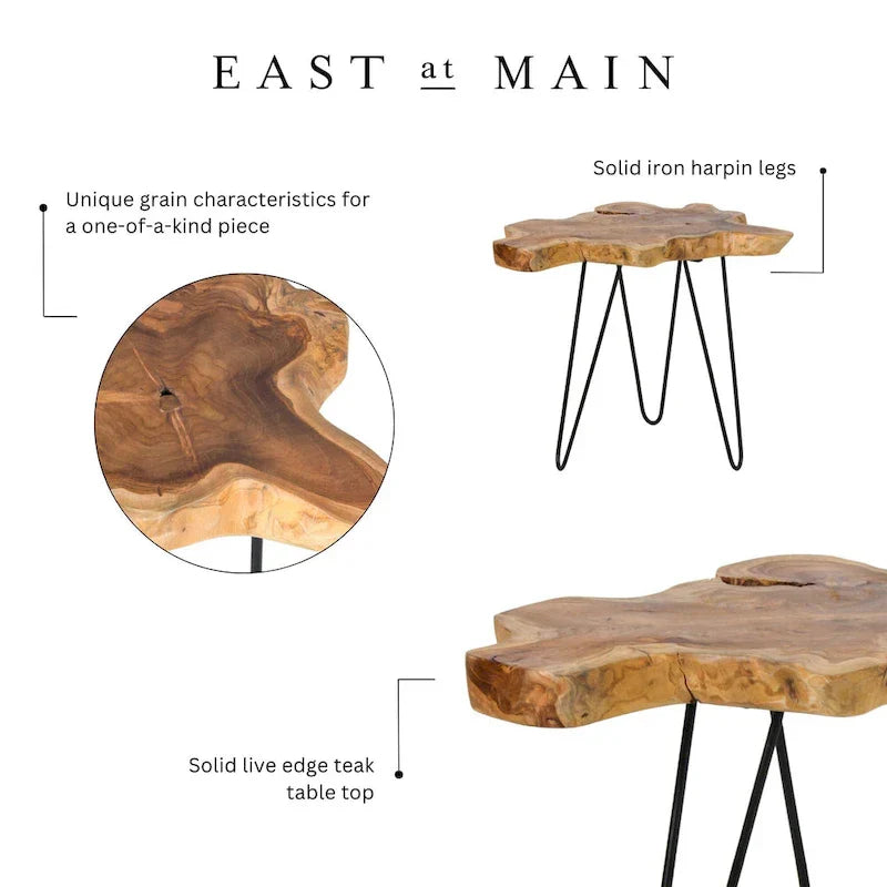 East at Main Live-Edge Teak Wood Table with Iron Legs - image 2