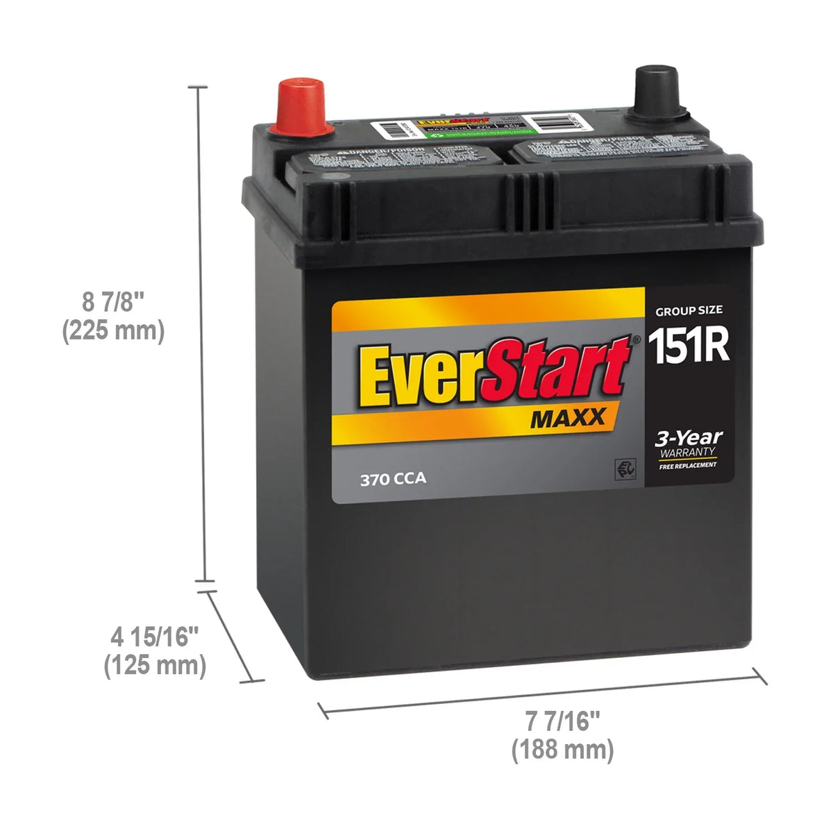 EverStart Maxx Lead Acid Automotive Battery, Group Size 151R 12 Volt, 370 CCA - image 6