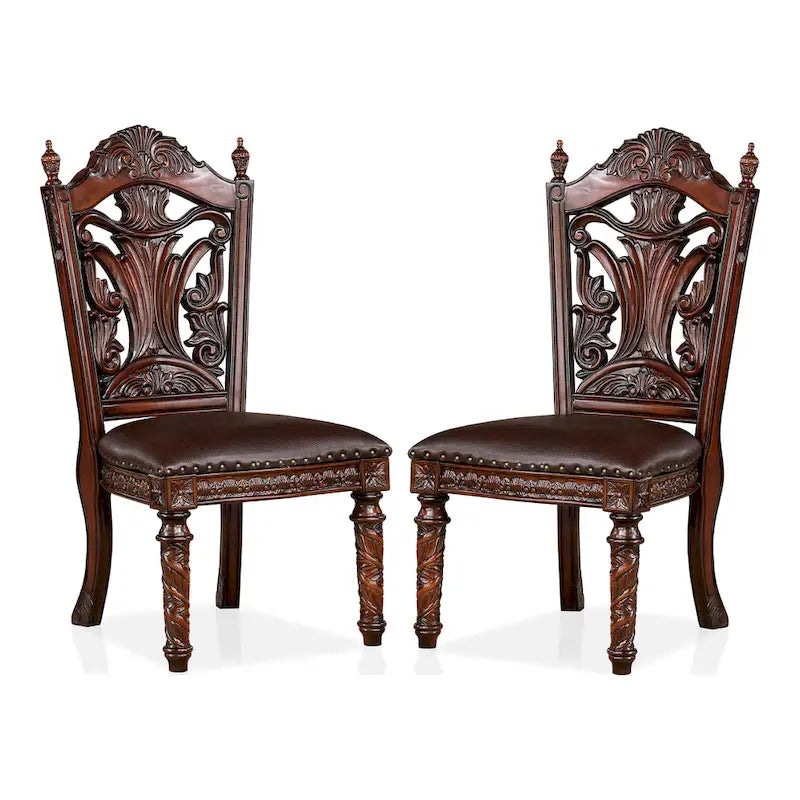Abeena Set of 2 Traditional Cherry Solid Wood Side Chairs by Furniture of America - image 3