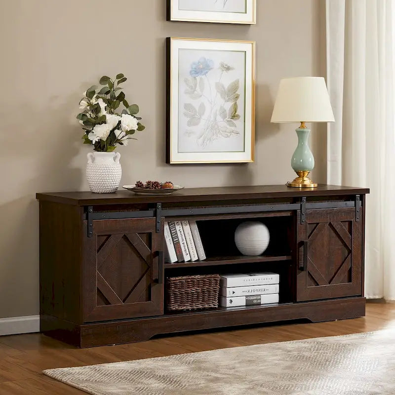 Rustic Farmhouse Barndoor TV Stand - Entertainment Center for TVs up to 70 Inches - image 26