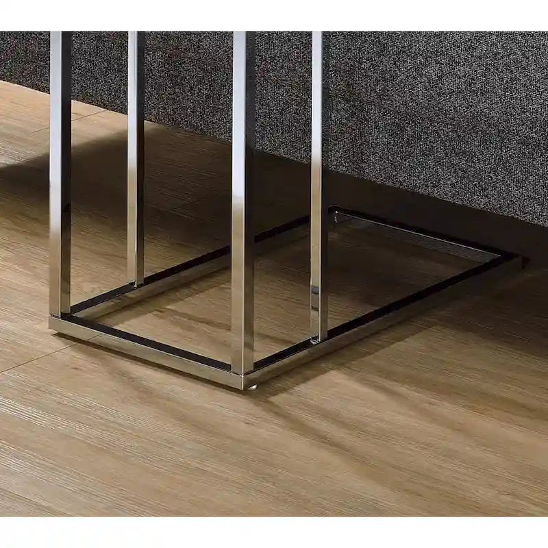 Chrome and White Glass Top Accent Table - image 5