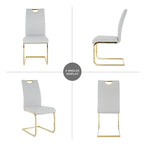 4-Piece Modern Faux Leather Dining Chair Set with Gold Metal Legs and Padded Seats - image 26