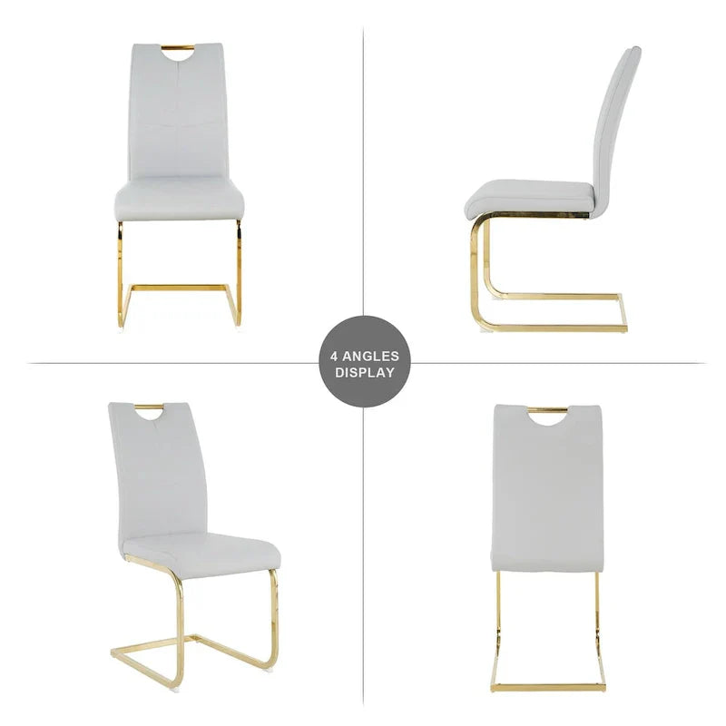 4-Piece Modern Faux Leather Dining Chair Set with Gold Metal Legs and Padded Seats - image 26