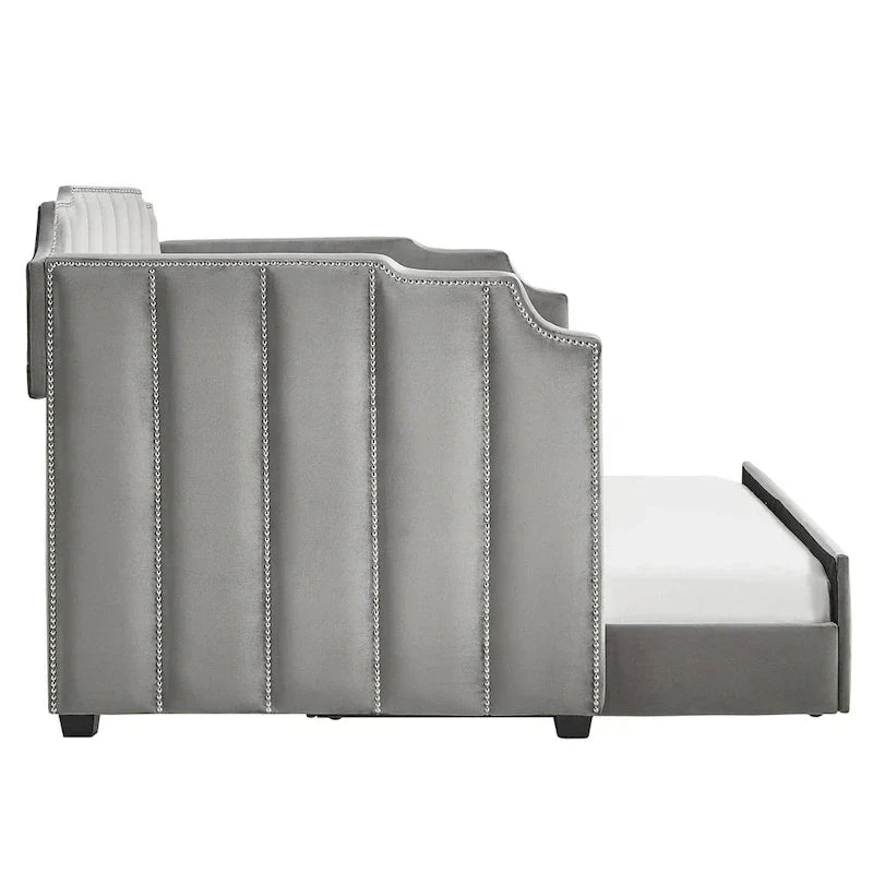 iNSPIRE Q Modern Chareau Glam Grey Velvet Daybed - image 14
