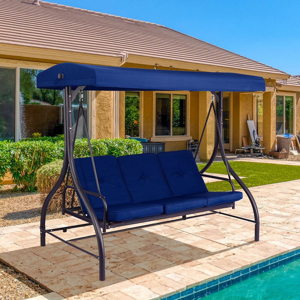 Pirecart 3 Person Patio Porch Swing Outdoor Converting Swing Glider Hammock with Adjustable Canopy, Cushions, Red - image 32