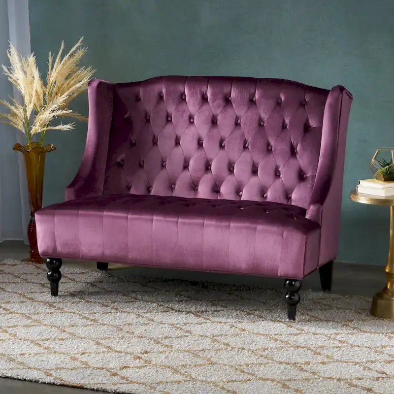 Christopher Knight Home Leora Contemporary Glam Tufted Velvet Wingback Loveseat - image 1