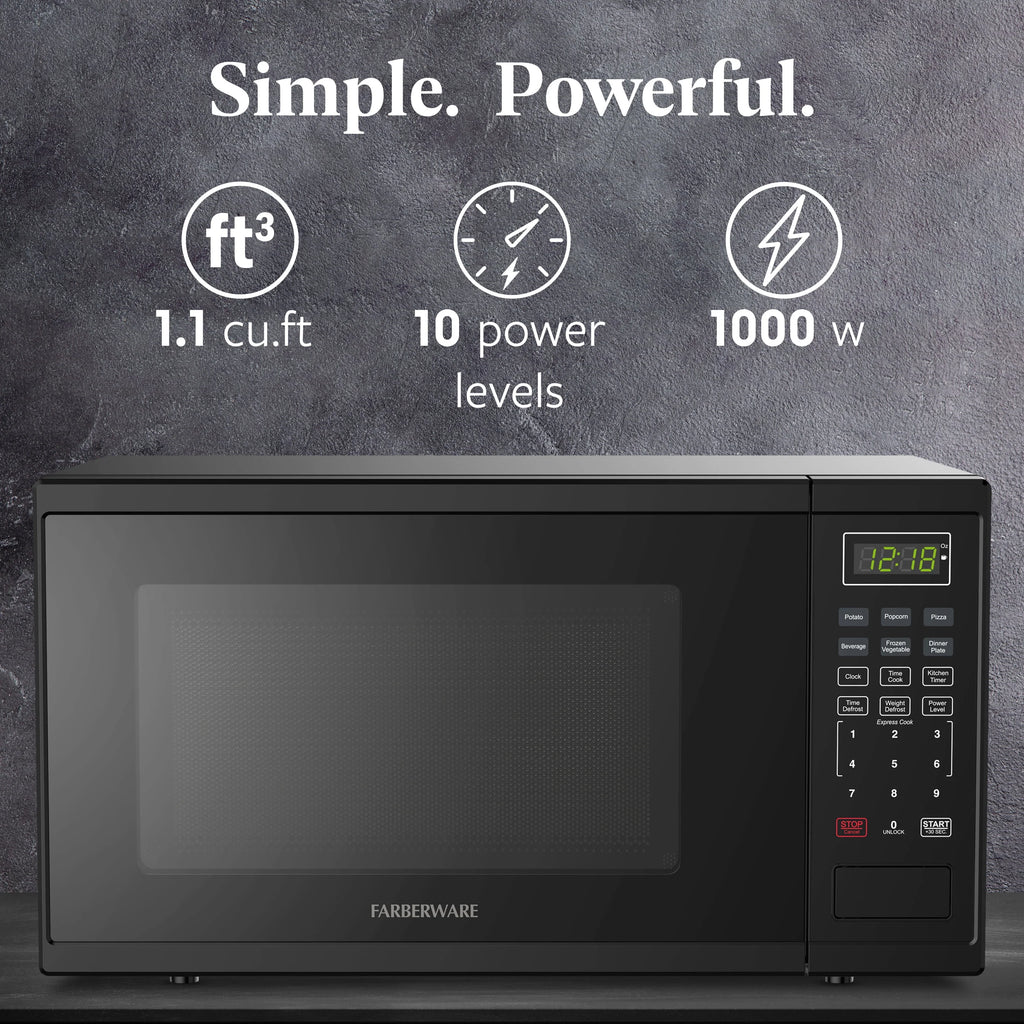 Farberware FMGZ09BKA 0.9 Cu. Ft. Microwave Oven, 900W, Digital Control, LED Display, 6 Cooking Presets, Black - image 67