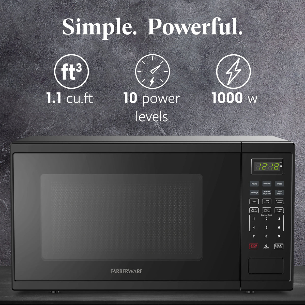 Farberware FMGZ09BKA 0.9 Cu. Ft. Microwave Oven, 900W, Digital Control, LED Display, 6 Cooking Presets, Black - image 67