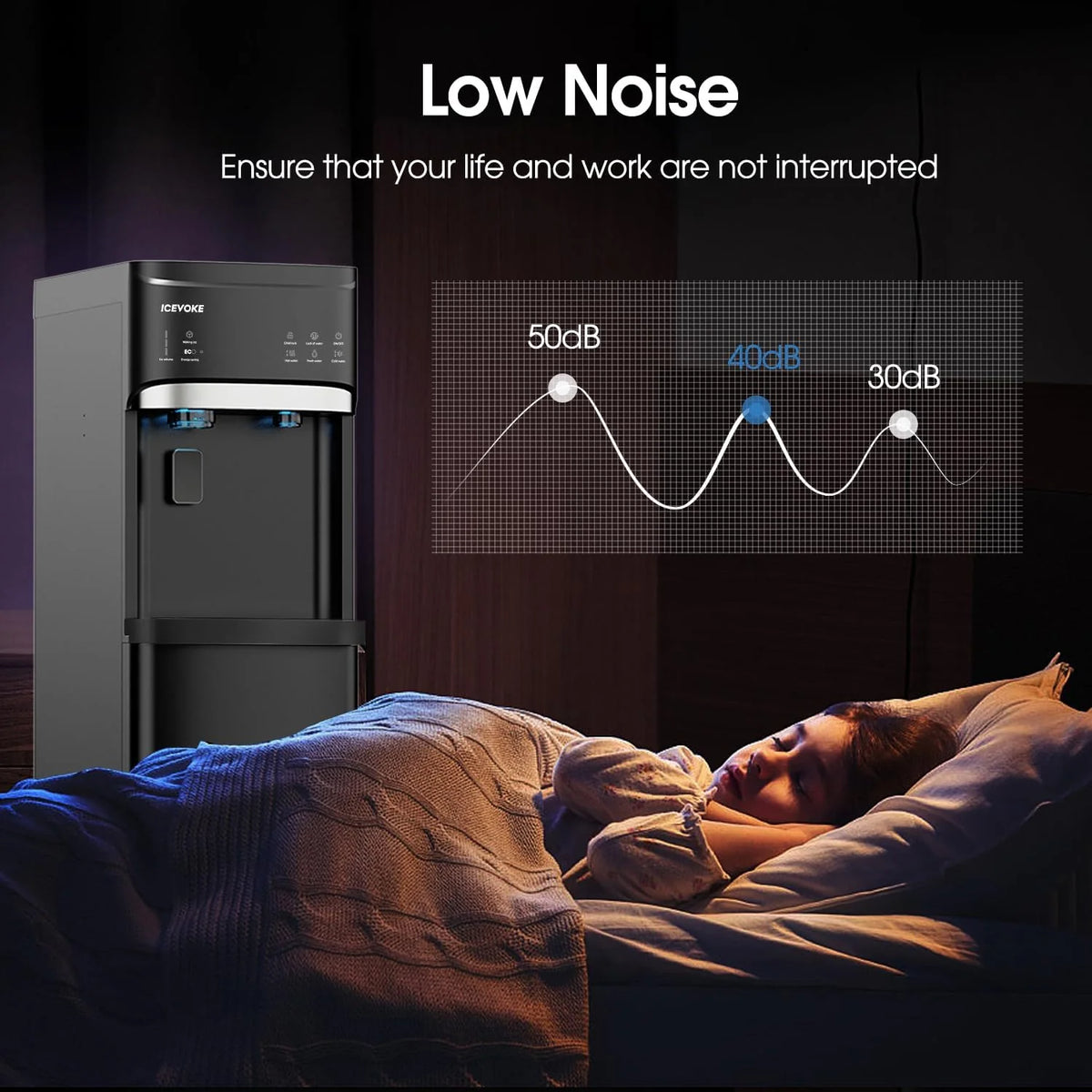 Self-Cleaning Water Dispenser with Ice Maker, Bottom Load, Black - image 5