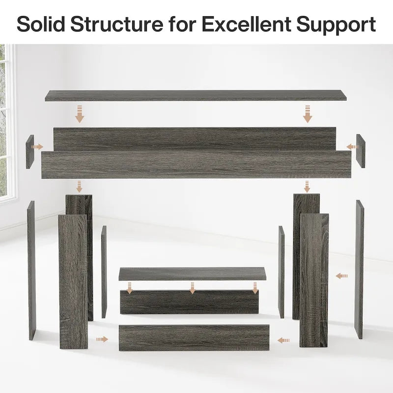 63-Inch Brown and Gray Slim Wooden Console Table for Entryway - image 30
