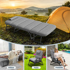FICISOG Portable Beds Frame with Mattress, Foldaway Rest Cots for Adults Kids, Gray - image 7