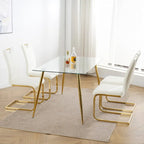 4-Piece Modern Faux Leather Dining Chair Set with Gold Metal Legs and Padded Seats - image 1