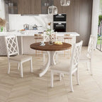 5-Piece Upholstered Chair Round Dining Table Set - image 1