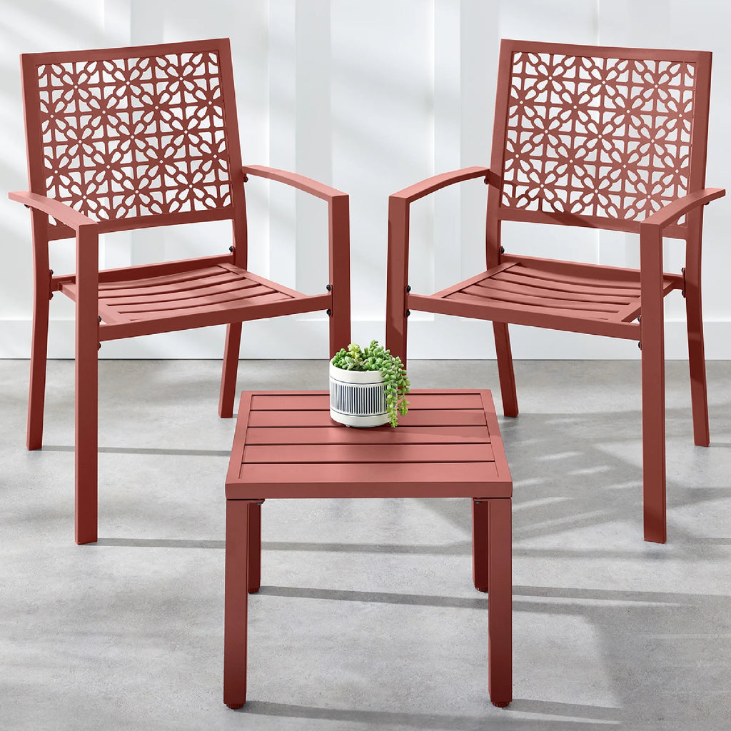 Best Choice Products 3-Piece Stackable Steel Outdoor Conversation Bistro Set, Patio Chat Furniture w/ 2 Chairs, Table- Black - image 16
