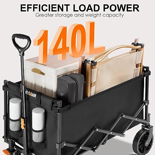 Uyittour Collapsible Wagon Cart Heavy Duty Foldable, Utility Grocery Wagon for Camping Sports Shopping - image 6