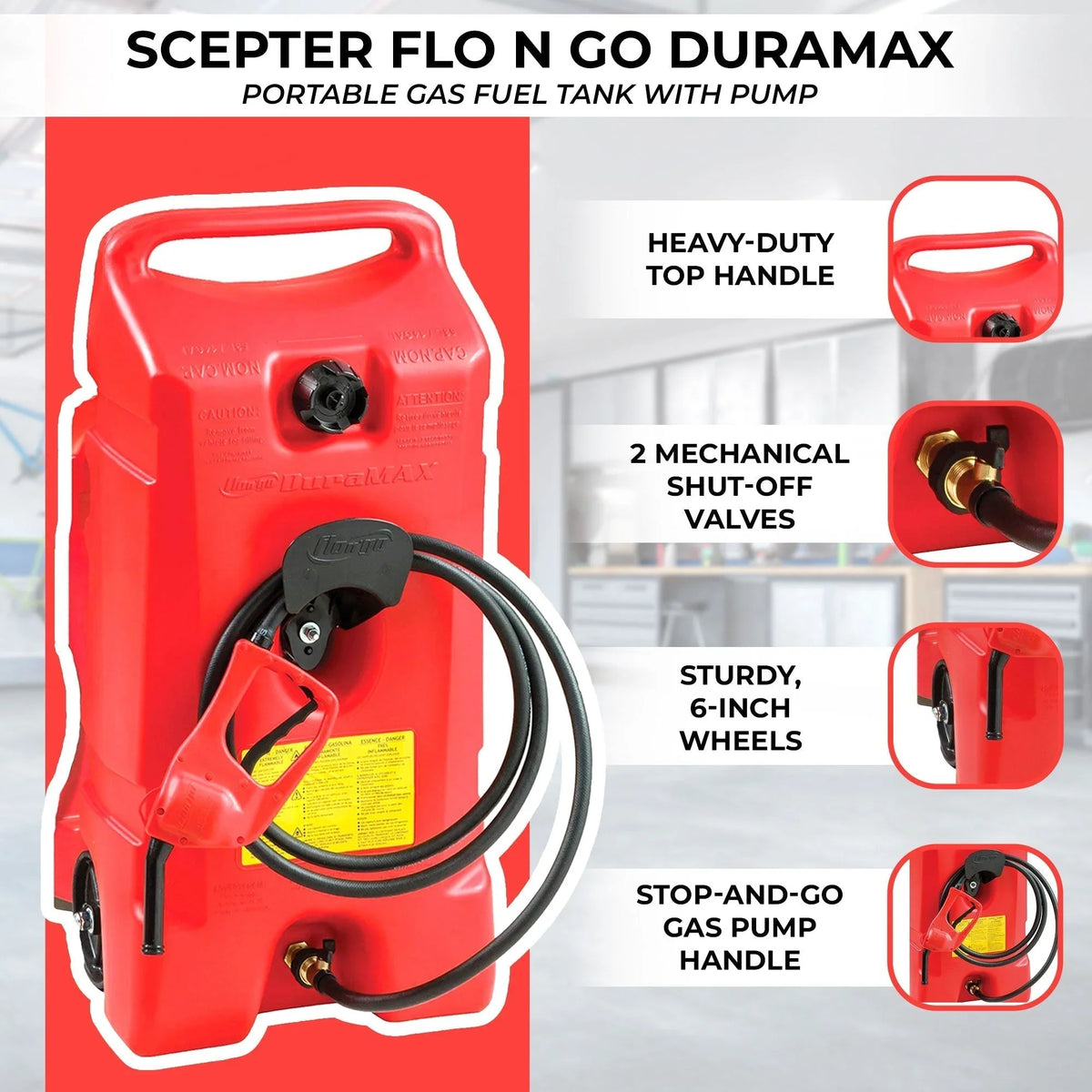 14 Gallon Portable Gas Fuel Tank with Pump, 2 Pack, Red - image 14