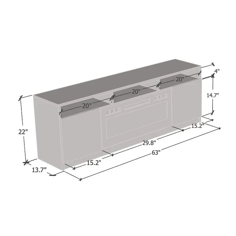 Modern 63-Inch TV Stand with Reno 05 Electric Fireplace - image 5