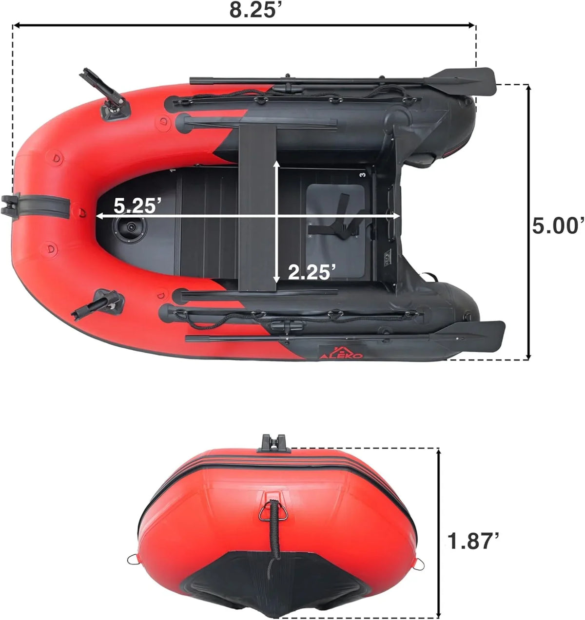 Inflatable Boat / Yacht Dinghy Tender Raft / Multi Person Fishing Boat / Aluminum Floor Oars / Fishing Rod Holders / Heavy-Duty PVC / 2024 Model / - image 23