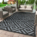DEORAB Outdoor Rug for Patio Clearance, Reversible Plastic Camping Rugs, 5'x8', Black & Gray, Size: 5' x 8' - image 1