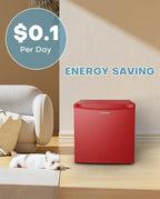 Upstreman 1.7 Cu.ft Mini Fridge with Freezer, Dorm Essentials, Adjustable Thermostat, Energy Saving, Low Noise, Single Door Compact Refrigerator for Dorm, Office, Bedroom, Red-FR17 - image 4