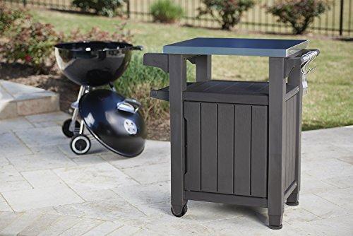 Unity Portable Outdoor Table and Storage Cabinet with Hooks for Grill Accessories-Stainless Steel Top for Patio Kitchen Island or Bar Cart, Espresso Brown - image 2