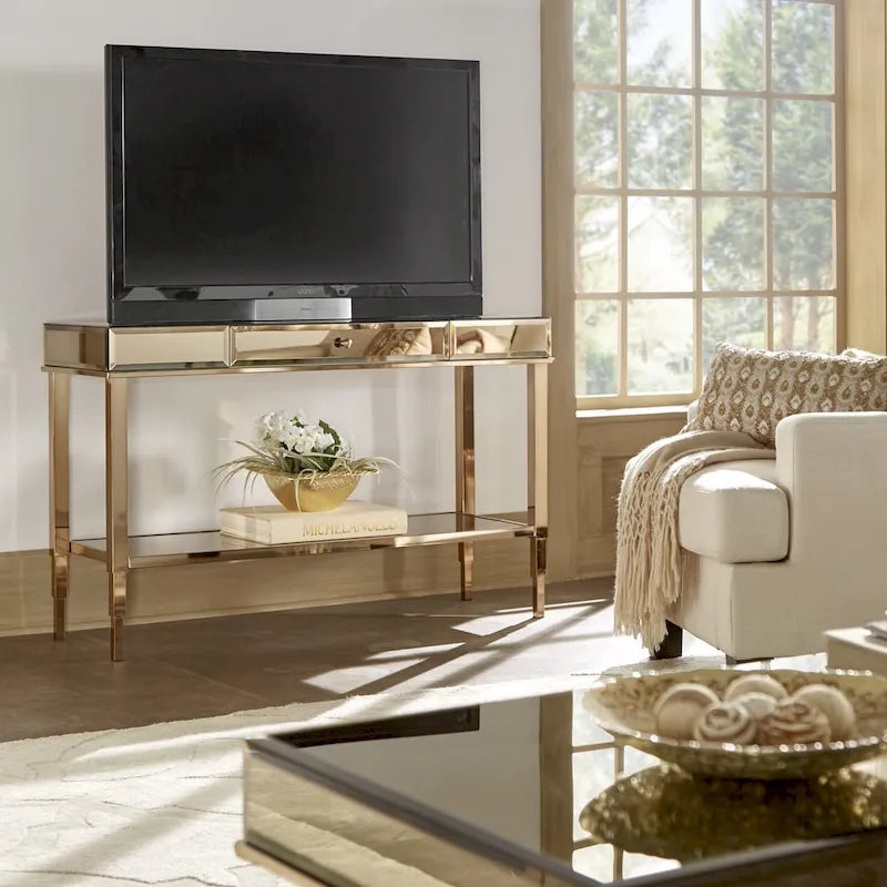 iNSPIRE Q Bold Camille Mirrored Console Table TV Stand with Drawer - image 5