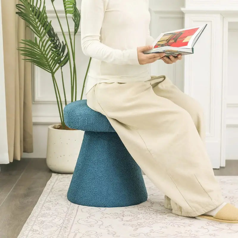 Adeco Large Soft Mushroom Ottoman - Versatile Foot Stool for Living Room and Bedroom - image 25