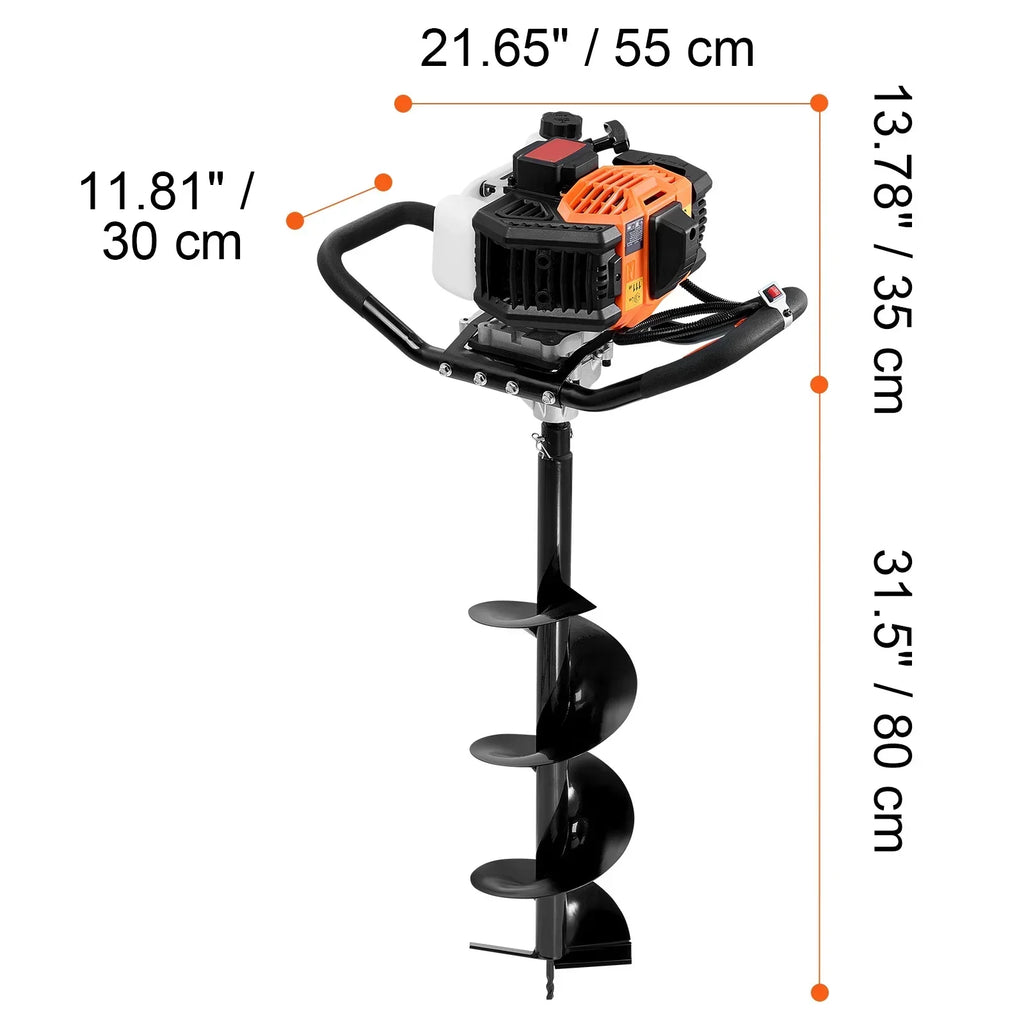 KFFKFF Gas Earth Auger, 52CC 1450W, Includes 8 Drill Bit & Extension Rod, Ideal for Garden, Farmland Fence - image 8