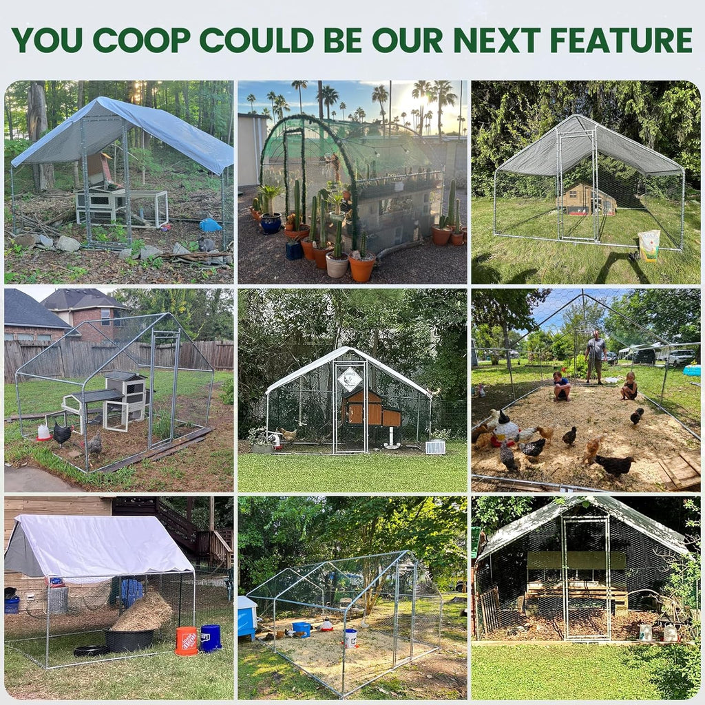 Large Walk-in Metal Chicken Coop with Run, Solar Light, UV Cover - image 9