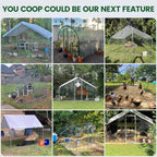 Large Walk-in Metal Chicken Coop with Run, Solar Light, UV Cover - image 9