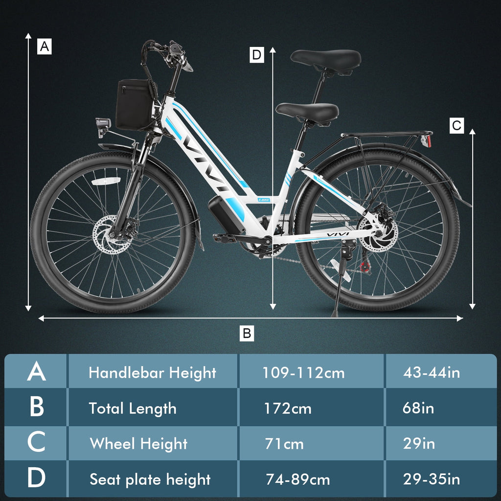 Vivi Electric Bike 26" City Commuter Electric Bike 48V 500W Step - Through Electric Bike 19.8MPH Electric Cruiser - image 28