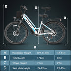 Vivi Electric Bike 26" City Commuter Electric Bike 48V 500W Step - Through Electric Bike 19.8MPH Electric Cruiser - image 28