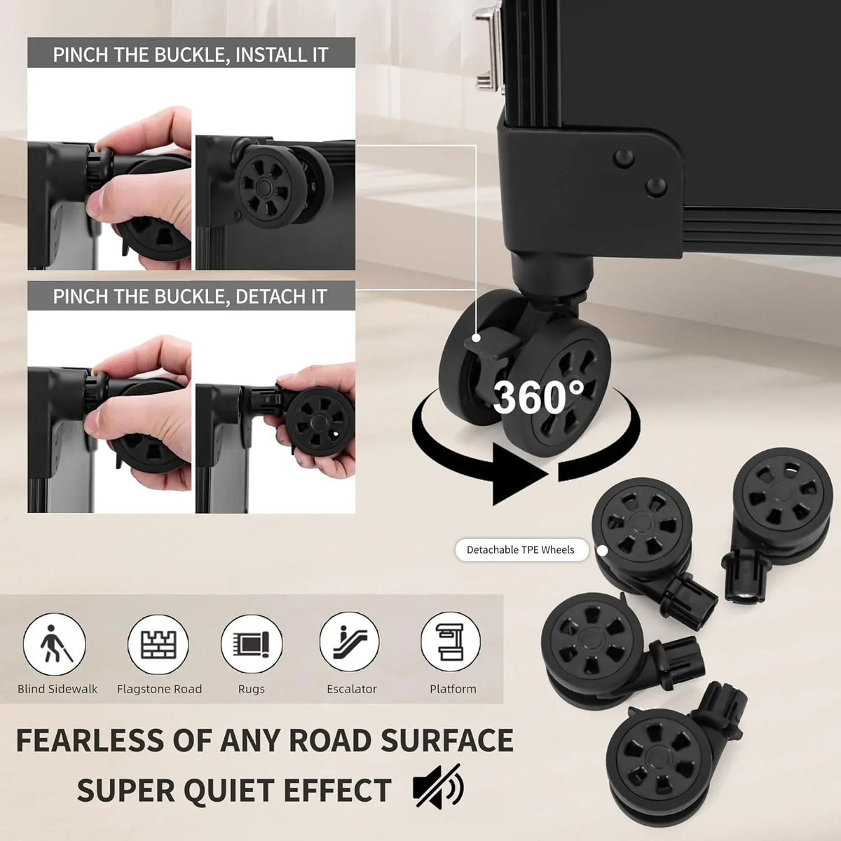 Rolling Manicure Table with Drawers, Bluetooth Speaker, LED Mirror, TSA Lock - image 4